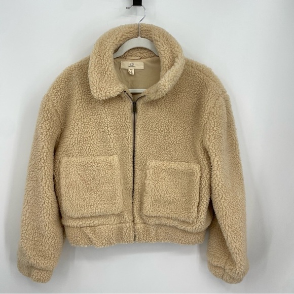 Thread & Supply Anthropologie Full Zip Teddy Jacket in Tan Women's Size S - Picture 1 of 7